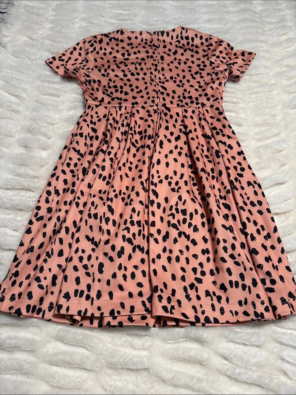 Girls' Pink Animal-Print Short Sleeve Dress